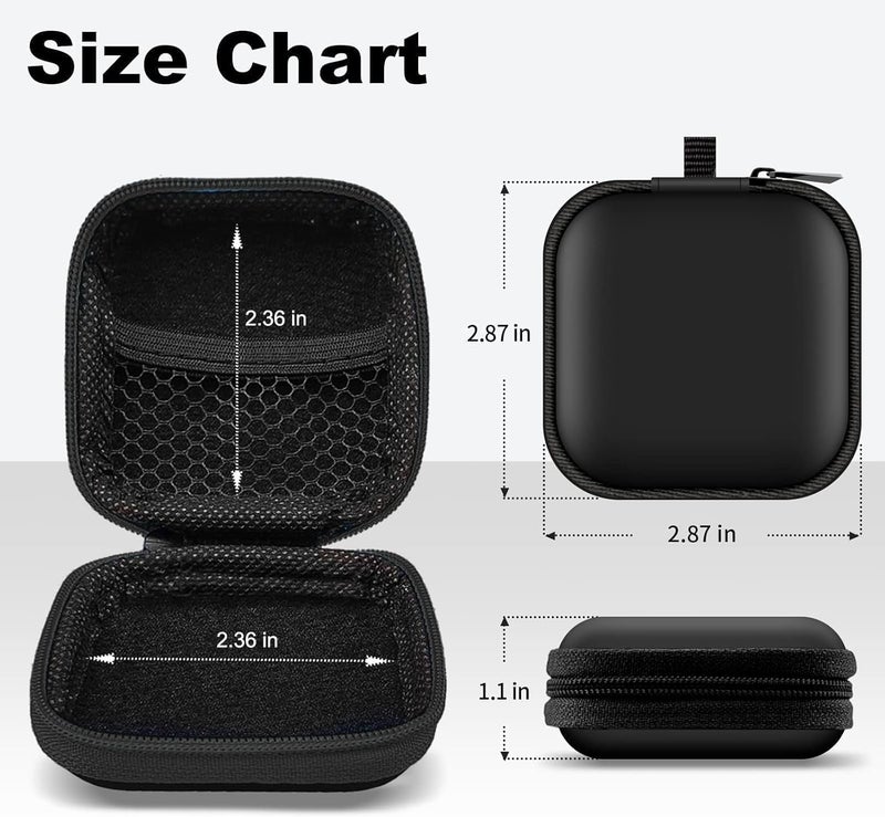 Woyinger Square + Round Earbud Case Portable EVA Carrying Case Storage Bag Cell Phone Accessories Organizer with Carabiner for Earphone, Earbud, Earpieces, SD Memory Card, Camera Chips,Black - Image 4